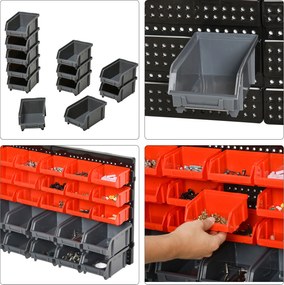 DURHAND Półka magazynowa 30 skrzynek Organizacja warsztatu Czerwony Szary Czarny | Aosom PL