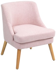 HOMCOM Fotel akcentowy w stylu skandynawskim, welur, pianka 25D, nogi z drewna hevea, Beżowy, 63x69x79,5 cm