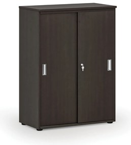 Szafa biurowa z drzwiami przesuwnymi PRIMO WOOD, 800 x 420 x 1087 mm, wenge