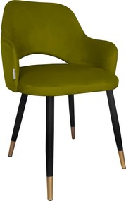 Krzesło Milano tkanina Welur noga metalowa : Kolor nogi - Czano-złota stożek, Kolor tkaniny - VELVET - BL75, Typ siedziska - Siedzisko stałe