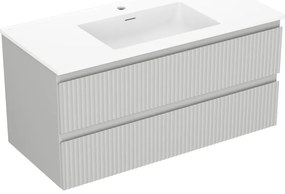 Mexen Rivel szafka łazienkowa 100 cm z umywalką Otis, 2 szuflady, ryflowana , szara mat/biała mat - 91A20-10047-2-BFF62-W18M01