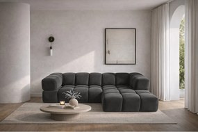 Narożnik w kształcie L Averro, tkanina Bluvel, Czarny, Prawy