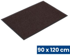 Trwała mata wejściowa z PVC, dywanowa, 90 x 120 cm, brązowa