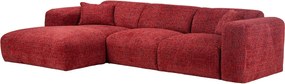 Kanapa narożna lewostronna  duża z czerwonej teksturowanej tkaniny POGNI marki Maison Céphy