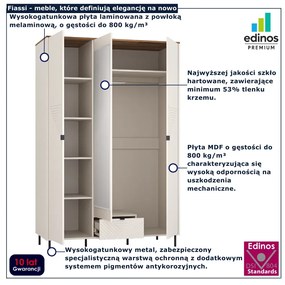 Nowoczesna szafa trzydrzwiowa z lustrem kaszmir + dąb castello C3-L26