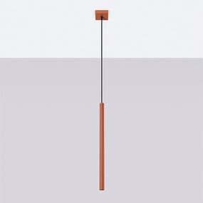 Lampa wisząca nowoczesny Brill, stal - 1 źródło światła 4000K - L.8 x H.114 cm - ochra czerwona