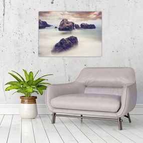 Obraz na szkle - klify we mgle (70x50 cm)