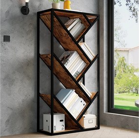 Półka w kształcie drzewa, 8 poziomów, 80 x 35 x 160 cm, do sypialni/salonu/biura, płyta MDF, kolor czarny + brązowy