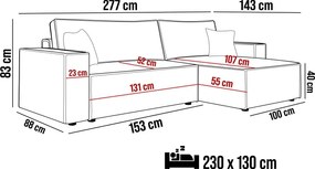 Narożnik POSO XL Lewostronny zestaw z poduszkami wolnostojący tkanina POSO 34 WERSAL