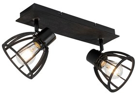 Industrialna lampa sufitowa czarna 2-światłowa - FotuPrzemysłowy Oswietlenie wewnetrzne