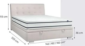 Łóżko sypialniane z pikowanym wezgłowiem i pojemnikiem Luxor Slim