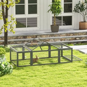 Pawhut Wybieg dla Małych Zwierząt z Otwieranym Dachem Drewno Świerkowe Szary