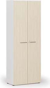 Szafa biurowa z drzwiami PRIMO WHITE, 800 x 420 x 2128 mm, biały/brzoza