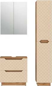 Zestaw mebli łazienkowych dąb/kaszmir ze strukturą płytek 59.8x32x62.5 lotta