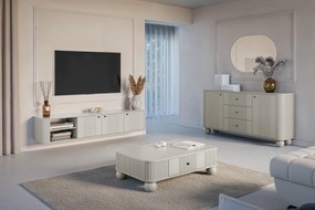 Szafka RTV wisząca Vesper 3D 187 cm - kaszmir / czarne uchwyty