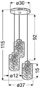 Chromowana potrójna lampa wisząca ze szklanym kloszem - V058-Nubia