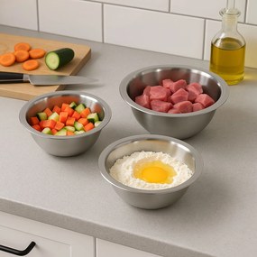 Miska ze stali nierdzewnej, zestaw 3 mis kuchennych 700 ml, 950 ml, 1900 ml