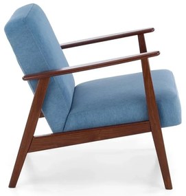 Fotel tapicerowany MILANO 1S niebieski/orzech HALMAR
