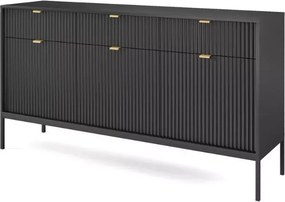 Cubero komoda 3 szuflady 154 cm nowoczesna ryflowany front metalowe nóżki