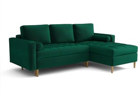 Narożnik prawy rozkładany Monza 246x172 cm z funkcją spania -butelkowa zieleń Monolith 37