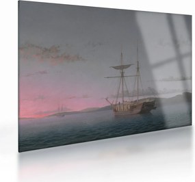 Obraz na szkle - Fitz Henry Lane, Lumber Schooners at Evening on Penobscot Bay, reprodukcje (70x50 cm)