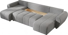 Rozkładana obustronna sofa w kształcie U SEVIO 311x145 cm, szara + 2 poduszki GRATIS