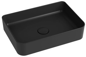 Umywalka ceramiczna nablatowa czarna bez otworu na baterię 50 x 35 cm LERA Black