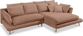 Narożnik MONTE Prawostronny z funkcją spania, pojemnikiem i poduszkami, Sorriso 05 Brązowy WERSAL