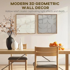 HOMCOM Dekoracja ścienna 3D 2-częściowy zestaw geometryczna dekoracja ścienna nowoczesna do salonu, przedpokoju, 80 x 3,5 x 80 cm, biały | Aosom PL