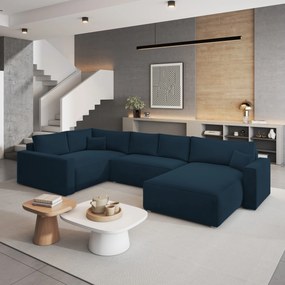 Masseno Narożnik VELAMI z funkcją spania i pojemnikiem na pościel Narozniki U, Rozkładana sofa - Niebieski, MONOLITH 77