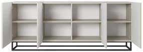 Komoda Asha 200 cm z ryflowanym frontem i metalowym, czarnym stelażem - kaszmir