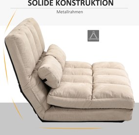 HOMCOM Sofa i Łóżko 2 w 1, Regulowane Oparcie, 102 x 73 x 60 cm, Beżowa