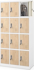 Szafa BHP z 12-skrytkami 90x40x185 cm Eco Design Marcin, biały/dąb sonoma
