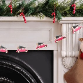 Świąteczna drewniana girlanda WINTER CARS, 1,5 m