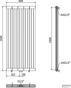 Mexen Waco grzejnik dekoracyjny 1544 x 694 mm, 1550 W, biały - W217-1544-694-00-20