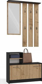 Garderoba Vera | Antracyt/Dąb Artisan| 85x24x180 cm| Wieszak, Lustro, Szafka na Obuwie