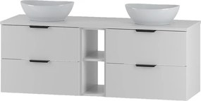 Biały Zestaw do Łazienki 140cm Szafka Regał Blat Umywalka Pile