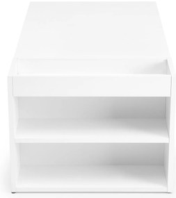 Prostokątna ława z dodatkowymi półkami biała 100/55/42 MURCIA