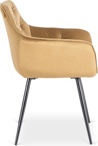 Krzesło Tapicerowane do Salonu MODESTO Musztardowe Welurowe Nowoczesne Loft