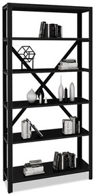 Czarny regał w stylu loft z metalowym stelażem - Alwaro 4X