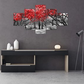 Obraz - Czerwone drzewa, Central Park, New York (125x70 cm)