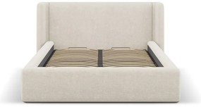 Kremowe tapicerowane łóżko dwuosobowe ze schowkiem ze stelażem 140x200 cm Jason – Windsor &amp; Co Sofas
