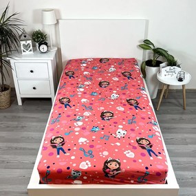 Bawełniane prześcieradło dziecięce z gumką 90x200 cm Gabby's Dollhouse – Jerry Fabrics