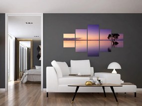 Obraz powierzchni wody o wschodzie słońca (125x70 cm)