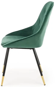 K473 krzesło ciemny zielony, tkanina velvet, nowoczesne, loftowe