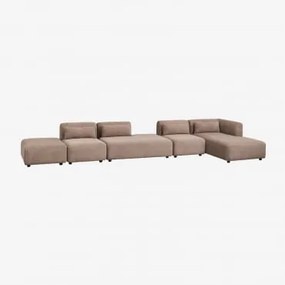Sofa Modułowy Narożnik Prawy 4-częściowy Z Szezlongiem I Pufem Fogler Sztruks Brąz Karmelowy - Sklum