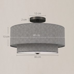 HOMCOM Lampa sufitowa, lampa wisząca z podwójnymi abażurami w lnianym wykończeniu, taupe | Aosom PL
