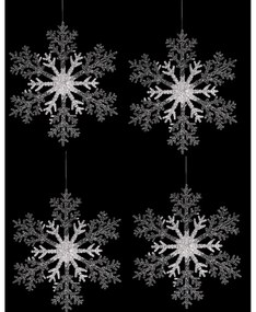 Zestaw dekoracji świątecznych Płatek śniegu, 4 szt., srebrny, 23 x 1 x 26 cm