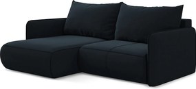 Narożnik lewostronny z funkcją spania - z tkaniny welwetowej - królewski niebieski - NANEA