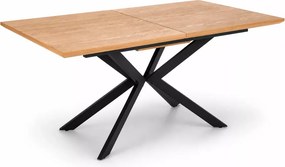 Prostokątny rozkładany stół Olivaro 160-200x90 cm - blat z okleiny naturalnej w kolorze dębu i metalowy czarny stelaż
